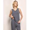GYS Womens Pajama Set, Bamboo Viscose Pjs, Sleeveless Satin V-Neck Tank Top and Capri Pants 2 Piece Lounge Set(Reddish Grey)