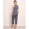 GYS Womens Pajama Set, Bamboo Viscose Pjs, Sleeveless Satin V-Neck Tank Top and Capri Pants 2 Piece Lounge Set(Reddish Grey)