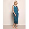 GYS Womens Pajama Set, Bamboo Viscose Pjs, Sleeveless Satin V-Neck Tank Top and Capri Pants 2 Piece Lounge Set(Teal Blue)