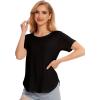 GYS Womens Pajama Tops Short Sleeve Shirts Summer Comfy Crew Neck Sleep T-Shirt(Black)