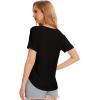 GYS Womens Pajama Tops Short Sleeve Shirts Summer Comfy Crew Neck Sleep T-Shirt(Black)