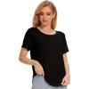 GYS Womens Pajama Tops Short Sleeve Shirts Summer Comfy Crew Neck Sleep T-Shirt(Black)