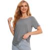 GYS Womens Pajama Tops Short Sleeve Shirts Summer Comfy Crew Neck Sleep T-Shirt(Heather Grey)