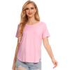 GYS Womens Pajama Tops Short Sleeve Shirts Summer Comfy Crew Neck Sleep T-Shirt(Pink)