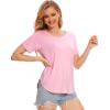 GYS Womens Pajama Tops Short Sleeve Shirts Summer Comfy Crew Neck Sleep T-Shirt(Pink)