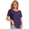 GYS Womens Pajama Tops Short Sleeve Shirts Summer Comfy Crew Neck Sleep T-Shirt(Purple)