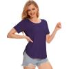 GYS Womens Pajama Tops Short Sleeve Shirts Summer Comfy Crew Neck Sleep T-Shirt(Purple)