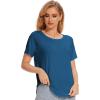 GYS Womens Pajama Tops Short Sleeve Shirts Summer Comfy Crew Neck Sleep T-Shirt(Teal Blue)
