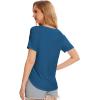 GYS Womens Pajama Tops Short Sleeve Shirts Summer Comfy Crew Neck Sleep T-Shirt(Teal Blue)