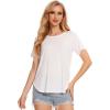 GYS Womens Pajama Tops Short Sleeve Shirts Summer Comfy Crew Neck Sleep T-Shirt(White)