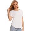 GYS Womens Pajama Tops Short Sleeve Shirts Summer Comfy Crew Neck Sleep T-Shirt(White)
