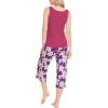 GYS Women’s Viscose Pajama Sets Sleeveless Sleepwear Soft Tank Top and Capri Pants Pjs Lounge Set(Raspberry)