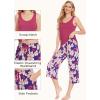 GYS Women’s Viscose Pajama Sets Sleeveless Sleepwear Soft Tank Top and Capri Pants Pjs Lounge Set(Raspberry)
