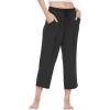 GYS Bamboo Viscose Capri Pajama Pants for Women Soft Summer Lounge Pants with Pockets(Black)