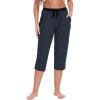 GYS Bamboo Viscose Capri Pajama Pants for Women Soft Summer Lounge Pants with Pockets(Midnight Blue)