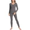 GYS Bamboo Viscose Long Johns Sets Thermal Underwear for Women Long Sleeve Base Layer(Dark Grey)