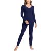 GYS Bamboo Viscose Long Johns Sets Thermal Underwear for Women Long Sleeve Base Layer(Navy)