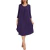 GYS Womens Long Nightgowns Soft Bamboo Viscose 3/4 Sleeves Pleated Sleepshirts Ladies Sleepwear Gown for Mom(Purple)