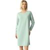 GYS Womens Long Sleeve Nightgown Bamboo Cotton Nightshirts Sleepwear Soft Stretchy Sleep Dress with Pockets(Aqua Blue)