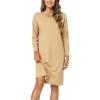 GYS Womens Long Sleeve Nightgown Bamboo Cotton Nightshirts Sleepwear Soft Stretchy Sleep Dress with Pockets(Brown)