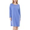 GYS Womens Long Sleeve Nightgown Bamboo Cotton Nightshirts Sleepwear Soft Stretchy Sleep Dress with Pockets(Witt Blue)
