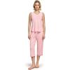 GYS Womens Pajama Set, Bamboo Viscose Pjs, Sleeveless Satin V-Neck Tank Top and Capri Pants 2 Piece Lounge Set(Pink)