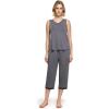 GYS Womens Pajama Set, Bamboo Viscose Pjs, Sleeveless Satin V-Neck Tank Top and Capri Pants 2 Piece Lounge Set(Reddish Grey)