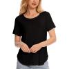 GYS Womens Pajama Tops Short Sleeve Shirts Summer Comfy Crew Neck Sleep T-Shirt(Black)