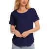 GYS Womens Pajama Tops Short Sleeve Shirts Summer Comfy Crew Neck Sleep T-Shirt(Navy)
