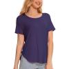 GYS Womens Pajama Tops Short Sleeve Shirts Summer Comfy Crew Neck Sleep T-Shirt(Purple)