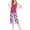 GYS Women’s Viscose Pajama Sets Sleeveless Sleepwear Soft Tank Top and Capri Pants Pjs Lounge Set(Raspberry)