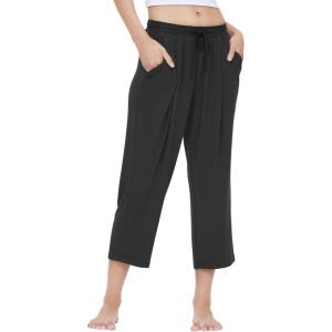 GYS Bamboo Viscose Capri Pajama Pants for Women Soft Summer Lounge Pants with Pockets(Black)