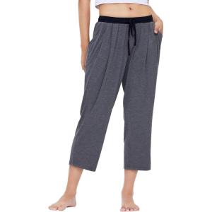GYS Bamboo Viscose Capri Pajama Pants for Women Soft Summer Lounge Pants with Pockets(Dark Heather Grey)