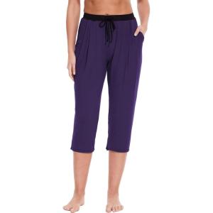 GYS Bamboo Viscose Capri Pajama Pants for Women Soft Summer Lounge Pants with Pockets(Purple)
