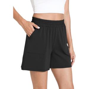 GYS Bamboo Viscose Pajama Shorts Women Soft Sleep Shorts with Pockets Comfy Lounge Shorts Pj Bottoms(Black)