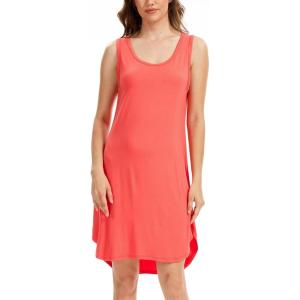 GYS Bamboo Viscose Sleeveless Nightgowns for Women, Soft Tank Top Sleep Shirt, Lightweight Sleepwear Comfy Nightdress Pajamas(Peach Pink)