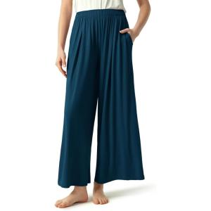GYS Bamboo Viscose Women’s Pajama Bottoms Wide Leg Lounge Pants with Pockets(Ink Blue)