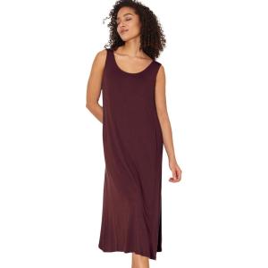 GYS Sleeveless Nightgowns for Women Soft Bamboo Viscose Night Shirts Tank Sleepwear with Pockets Long Sleep Dress(Ficus Red)