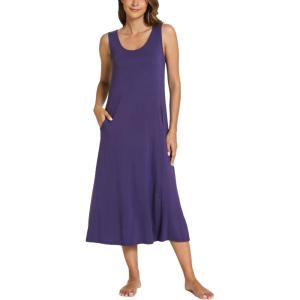 GYS Sleeveless Nightgowns for Women Soft Bamboo Viscose Night Shirts Tank Sleepwear with Pockets Long Sleep Dress(Purple)