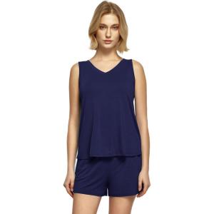 GYS Viscose from Bamboo Pajamas for Women V Neck Tank Top with Shorts Sleep Sets(Navy)