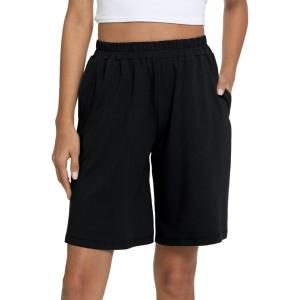 GYS Women’s Bamboo Viscose Pajama Shorts – Super Soft Sleep Shorts with Pockets & Elastic Waist(Black)