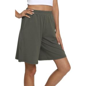 GYS Women’s Bamboo Viscose Pajama Shorts – Super Soft Sleep Shorts with Pockets & Elastic Waist(Olive)