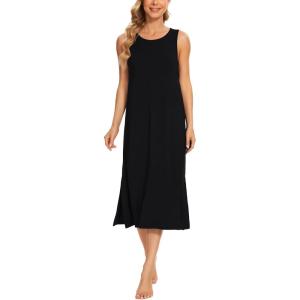 GYS Womens Bamboo Viscose Sleeveless Long Nightgowns(Black)