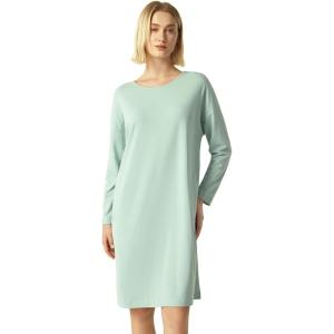 GYS Womens Long Sleeve Nightgown Bamboo Cotton Nightshirts Sleepwear Soft Stretchy Sleep Dress with Pockets(Aqua Blue)