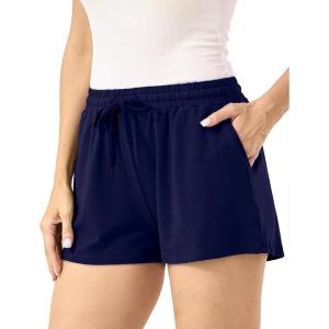 GYS Womens Pajama Shorts Drawstring Waist Lounge Shorts with Pockets, Viscose Made from Bamboo(Navy)