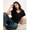 GYS Bamboo Viscose T Shirts for Women, Short Sleeve V Neck Tee, Soft Pajama Tops(Black)