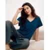 GYS Bamboo Viscose T Shirts for Women, Short Sleeve V Neck Tee, Soft Pajama Tops(Ink Blue)