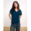 GYS Bamboo Viscose T Shirts for Women, Short Sleeve V Neck Tee, Soft Pajama Tops(Ink Blue)