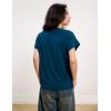 GYS Bamboo Viscose T Shirts for Women, Short Sleeve V Neck Tee, Soft Pajama Tops(Ink Blue)