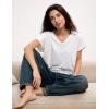 GYS Bamboo Viscose T Shirts for Women, Short Sleeve V Neck Tee, Soft Pajama Tops(White)